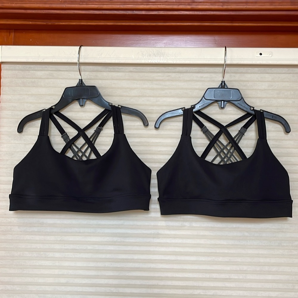 Freely child black sport bra size Large, super soft material P2P 12.5 in